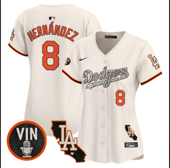 Women Los Angeles Dodgers #8 Hernandez 2025 cream Limited Stitched Jersey->women mlb jersey->Women Jersey
